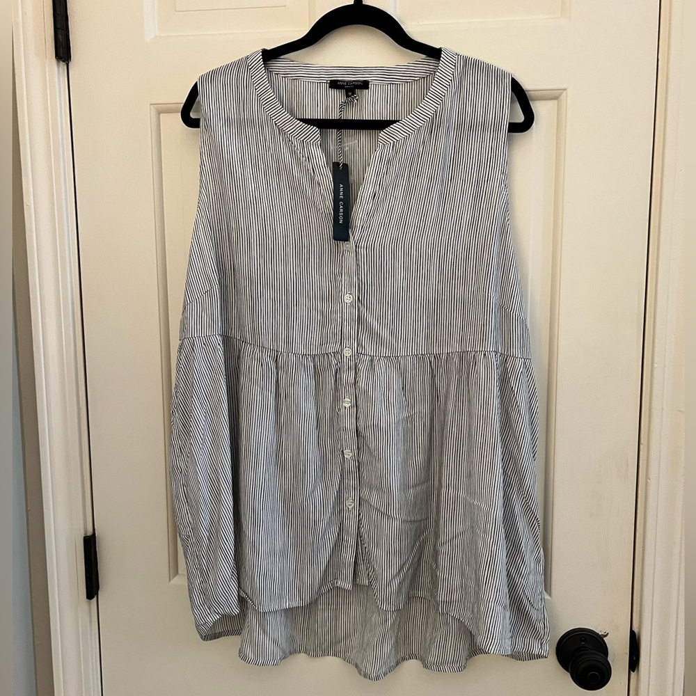 Anne Carson striped sleeveless high-low top size 1X NWT